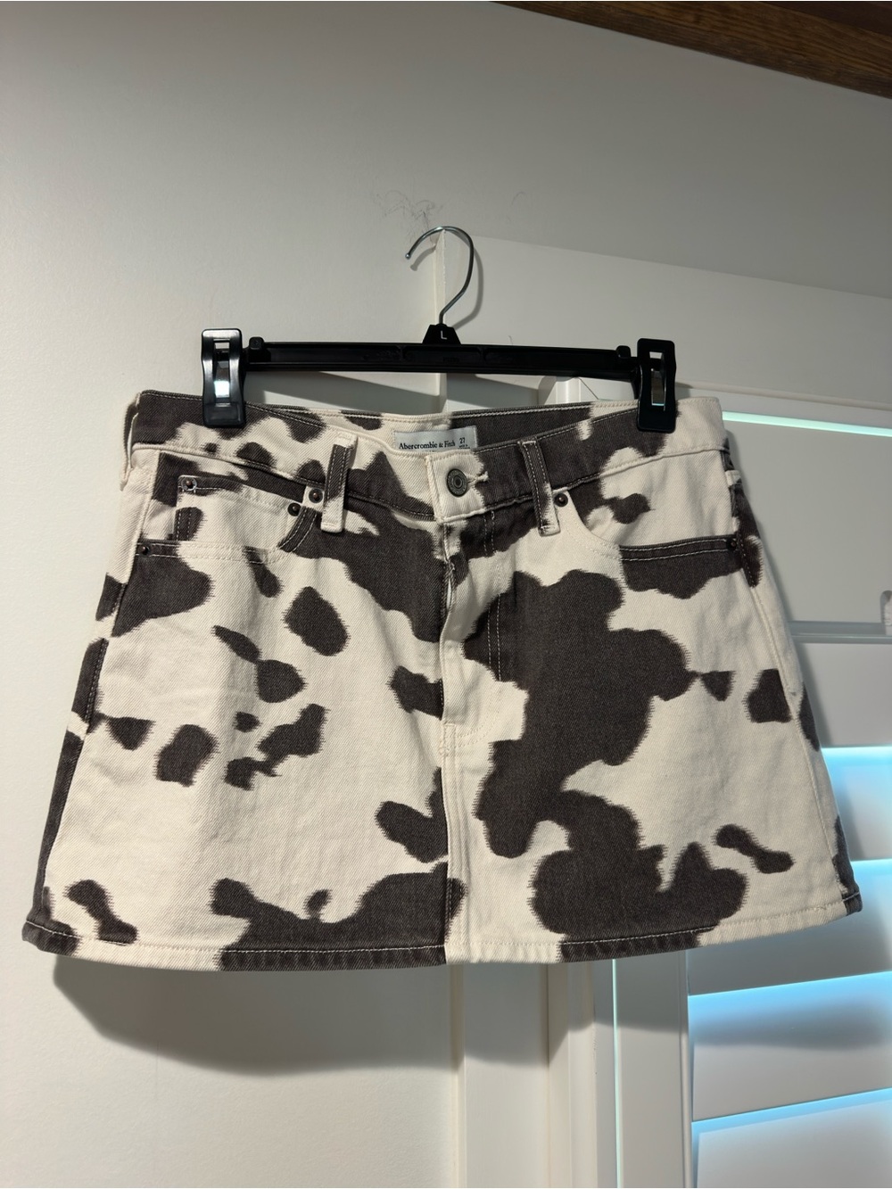 Abercrombie & Fitch Cow Print Mini Skirt in Cream and Brown